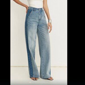 NWT Adriano Goldschmied with Fabrique Clarisse Two Tone Mixed Fabric Jeans